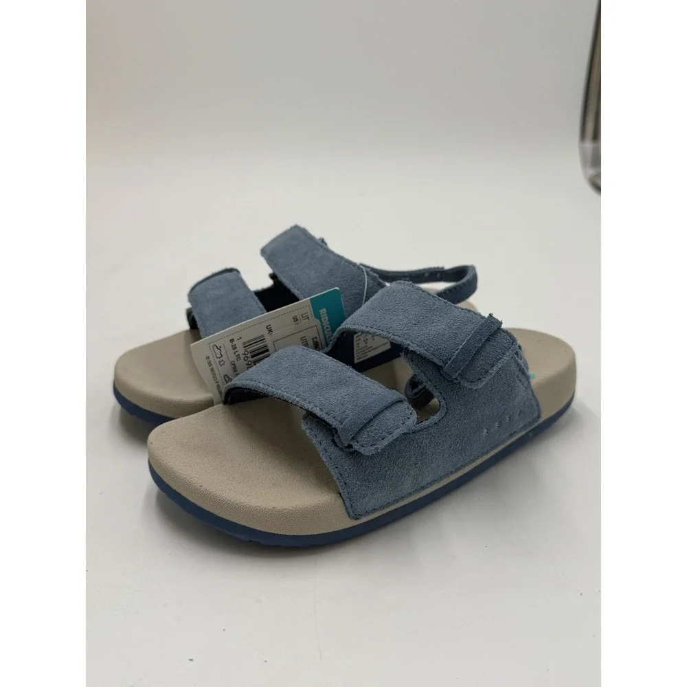 Reef Toddler Little Ojai Slide Sandal Suede Backstrap Dusk Blue Size 12 New